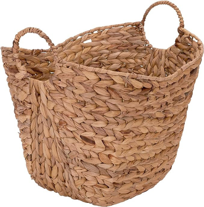 Household Essentials ML-4002 Tall Water Hyacinth Wicker Basket with Handles | Natural, Brown, Nat... | Amazon (US)