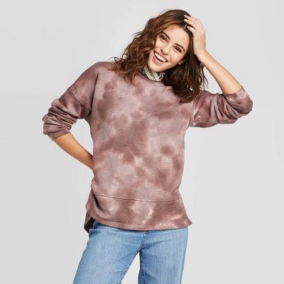 Women's Crewneck Fleece Tunic Sweatshirt - Universal Thread™ Purple | Target