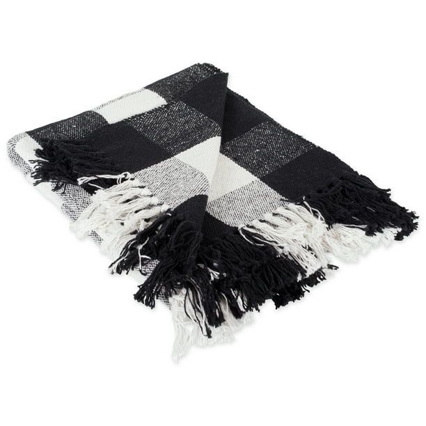 DII Buffalo Check Decorative Throw, 50" x 60", 100% Cotton, Black | Walmart (US)