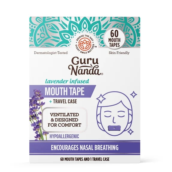 GuruNanda Lavender Infused Mouth Tape with Travel Case for Sleeping -Breathable Strips - Reduce S... | Walmart (US)