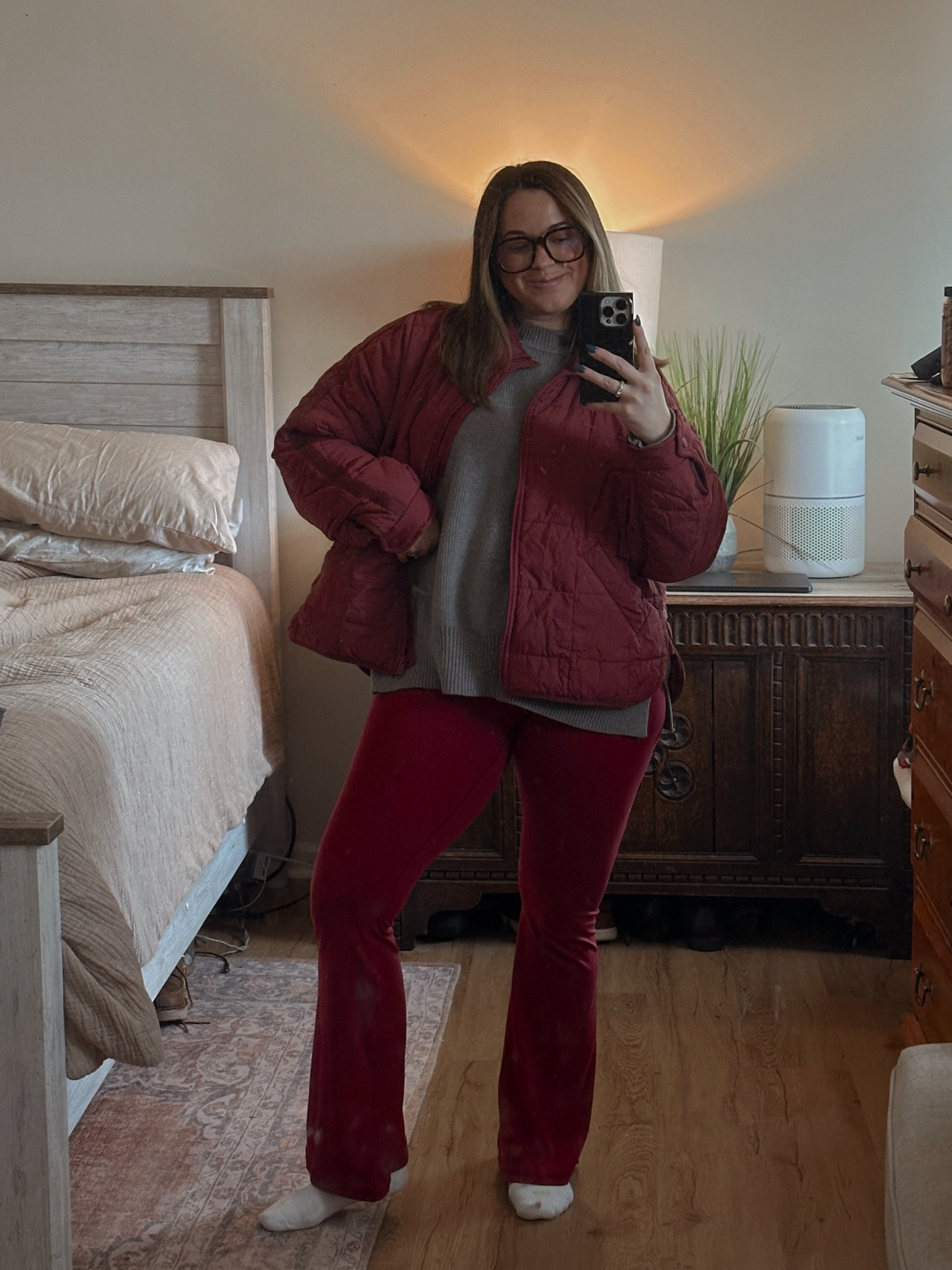 Friday OOTD
Jacket- medium, love this so much. I’m wearing the color “sour cherry” I have it in the “doe" color too and I wear it around the house like a blanket 😆
*linking a similar more affordable option here. 

Sweater- oversized, I sized down to a small

Leggings- so cute and comfortable- wearing a medium 

#LTKStyleTip #LTKFindsUnder50 #LTKSeasonal