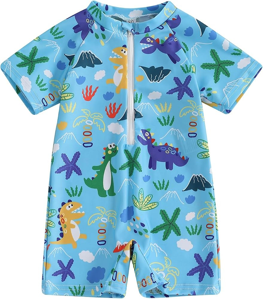 Geagodelia Toddler Baby Boy Swimsuit with Hat Zip Up Short Sleeve All in One Swimming Costume UV ... | Amazon (UK)