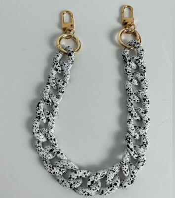 Chain link strap charm acrylic soft smooth finish white with black speckled | eBay CA