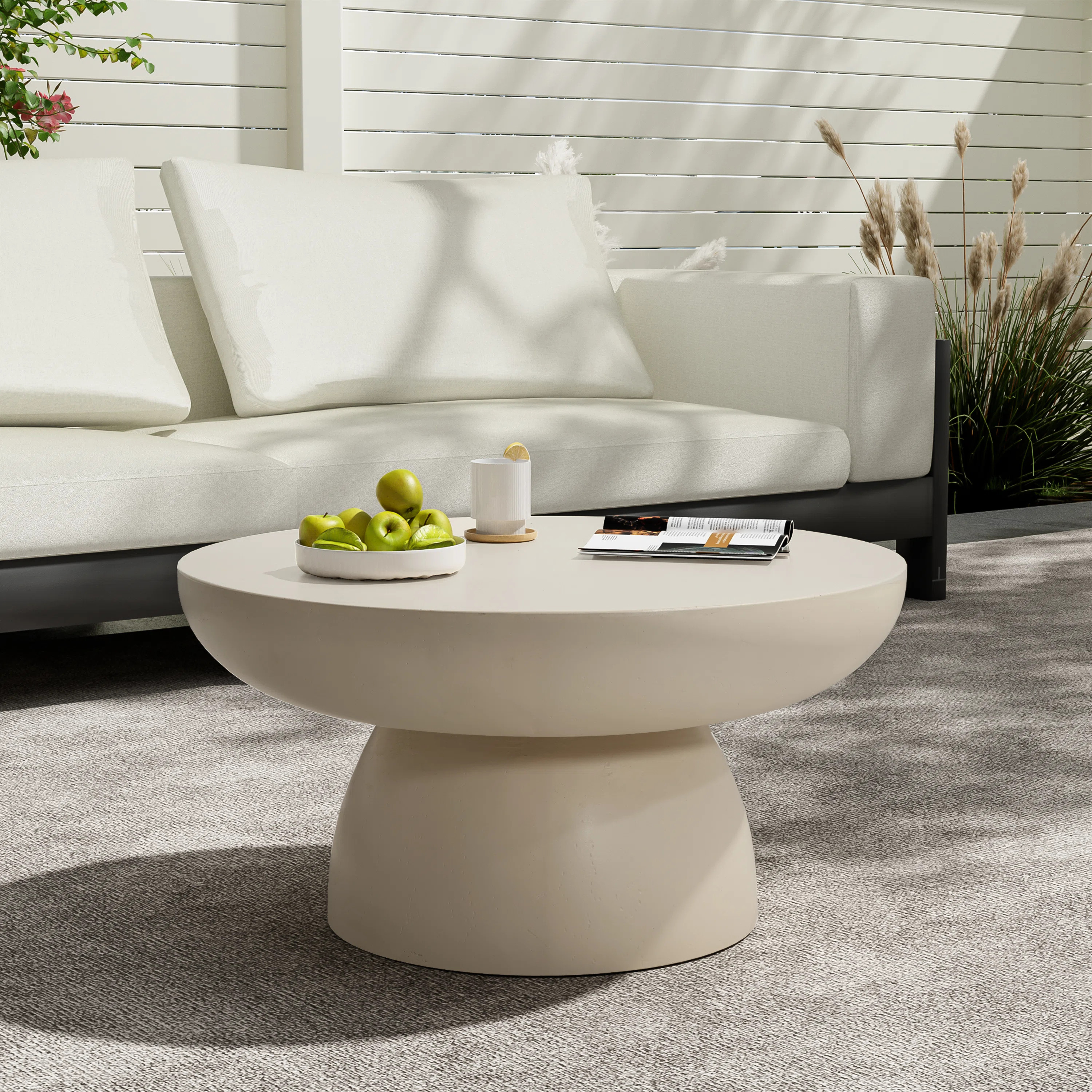 Wrought Studio\u2122 Rey Patio Round Magnesium Oxide Coffee Table & Reviews | Wayfair | Wayfair North America