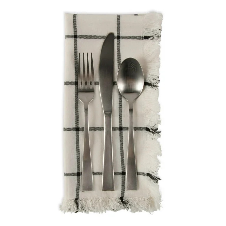 DII Black Check Fringed Napkin (Set of 6) | Walmart (US)