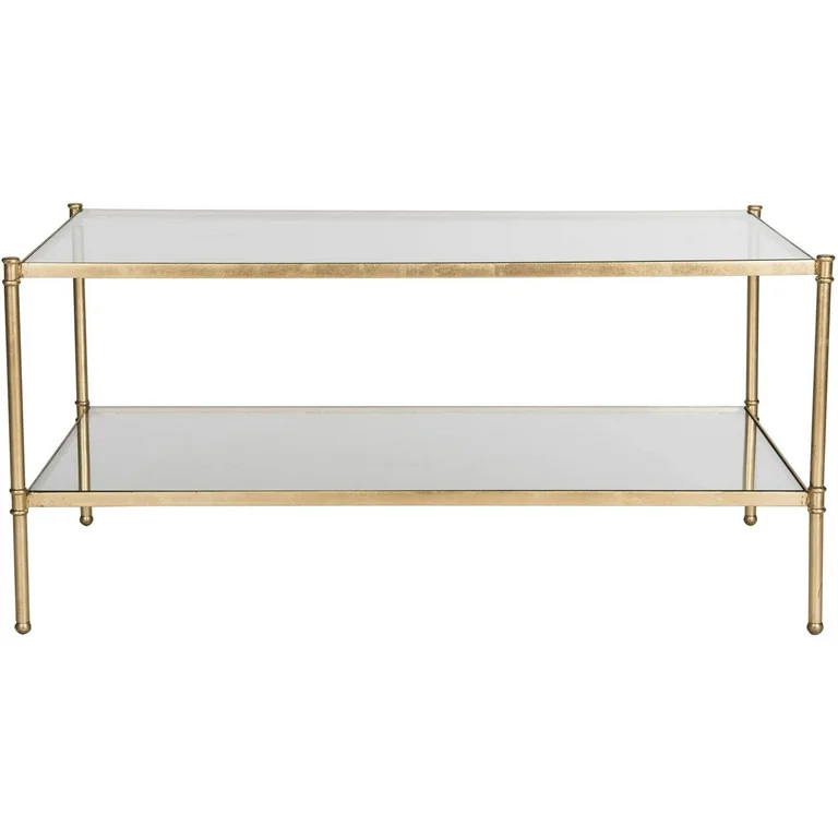 Safavieh Aslan 42" Width Iron Coffee Table, Antique Gold w/ Glass Top | Walmart (US)