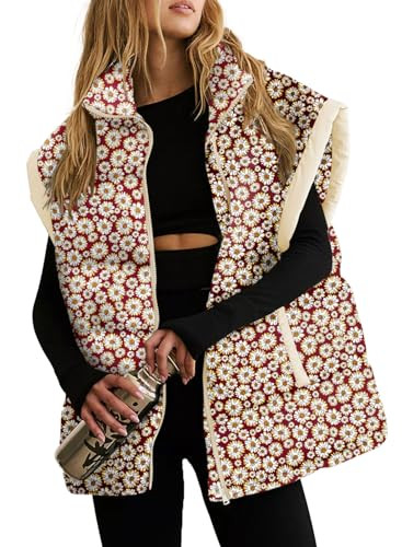 EVALESS Oversized Puffer Vest Women Lightweight Sleeveless Puffer Jacket Winter Warm Zip Up Stand... | Amazon (US)