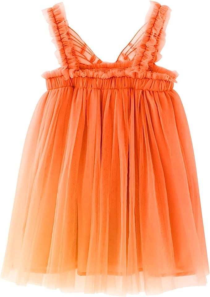 Toddler Baby Girls Sleeveless Butterfly Wing Dresses Fairy Layered Tulle Dress Kids Dance Party P... | Amazon (US)