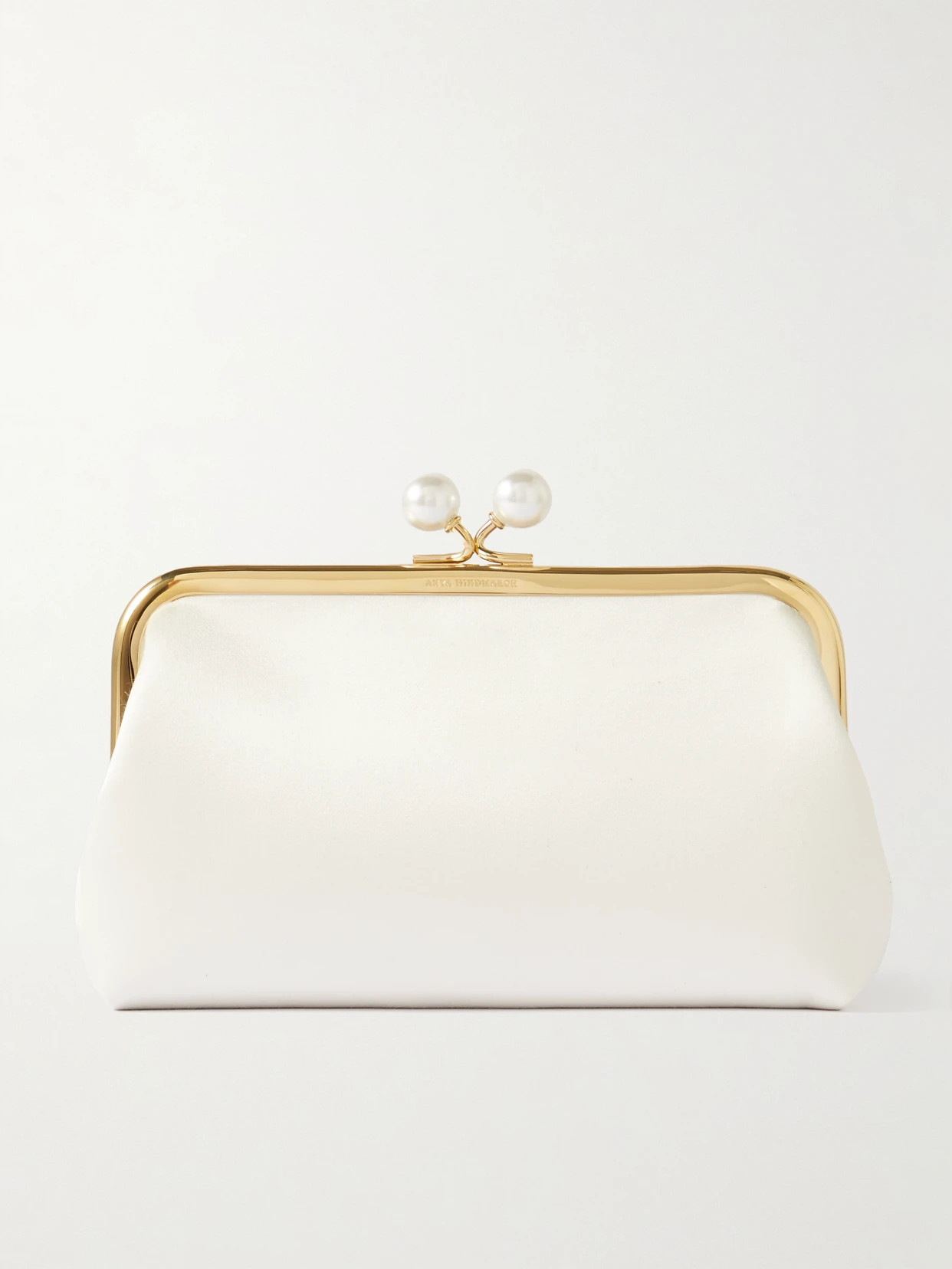Anya Hindmarch - Maud Faux Pearl-embellished Recycled Satin Clutch - Ivory | NET-A-PORTER (UK & EU)