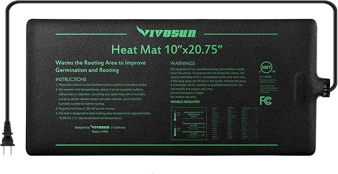 VIVOSUN Durable Waterproof Seedling Heat Mat Warm Hydroponic Heating Pad 10" x 20.75" MET Standar... | Amazon (US)