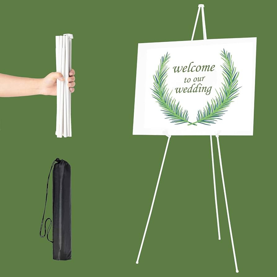 White Easel Stand for Display Wedding Sign & Poster - 63 Inches Tall Easels for Display Holder - ... | Amazon (US)