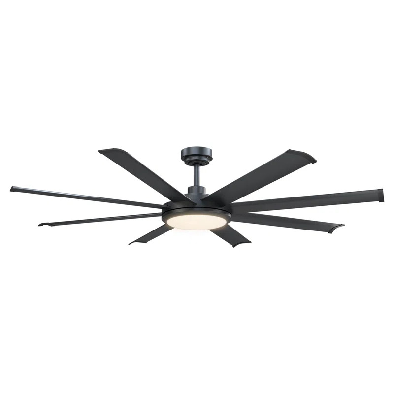 Harrigan 8 - Blade Integrated LED Reversible Ceiling Fan With Light And Remote | Wayfair Professional