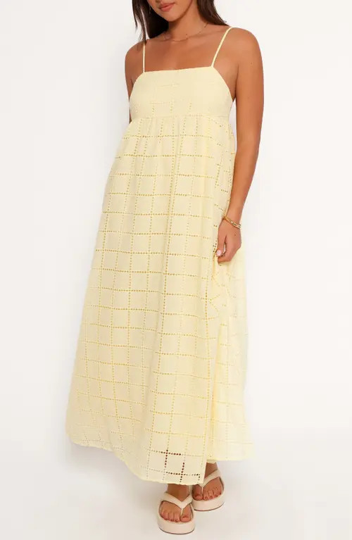 Petal & Pup Aliyah Cotton Eyelet Maxi Dress in Butter Yellow at Nordstrom, Size X-Large | Nordstrom