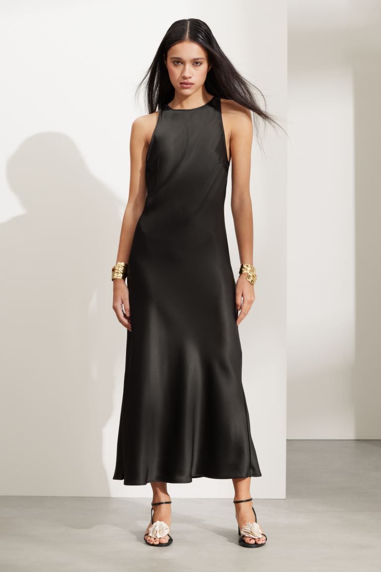 Slim Satin Midi Dress | H&M (UK, MY, IN, SG, PH, TW, HK)