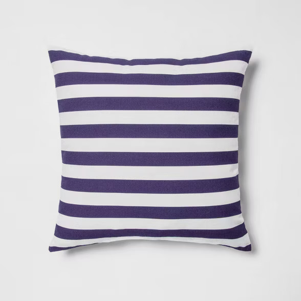 Indoor/Outdoor Striped Square Throw Pillow Navy/White - Sun Squad™ | Target