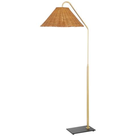 Mitzi Lauren 60" Aged Brass Metal Bent Arm Floor Lamp | Lamps Plus
