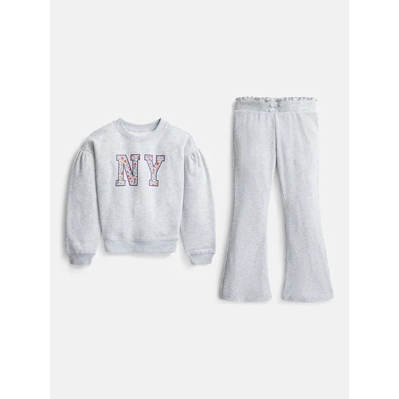 Wonder Nation Girls' Sweatshirt and Flare Leggings Set, 2-Piece, Sizes 4-10 | Walmart (US)