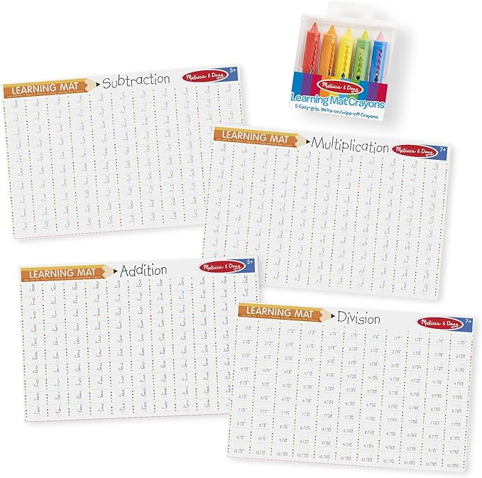 Melissa & Doug Math Skills Placemat Set - Addition, Subtraction, Multiplication, and Division | Amazon (US)
