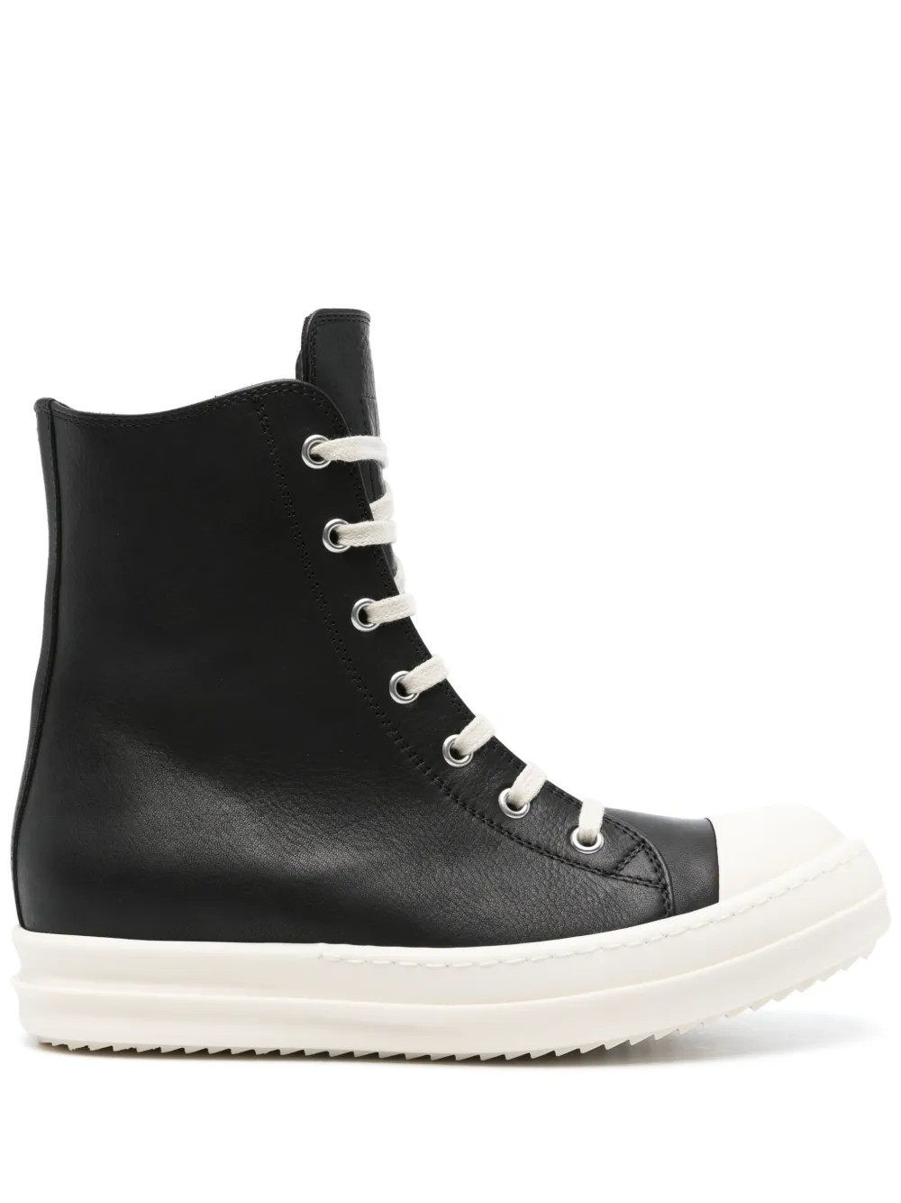 Rick Owens Lido Leather hi-top Sneakers - Farfetch | Farfetch Global