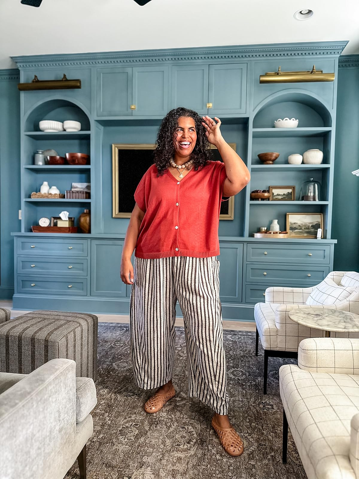 Size full size down in pants. I’m wearing size xxl and they are too big. Sweater also has very oversized fit, wearing size xxl.. #plussize #amazonfinds 

 #LTKootd #LTKOver40 #LTKPlusSize