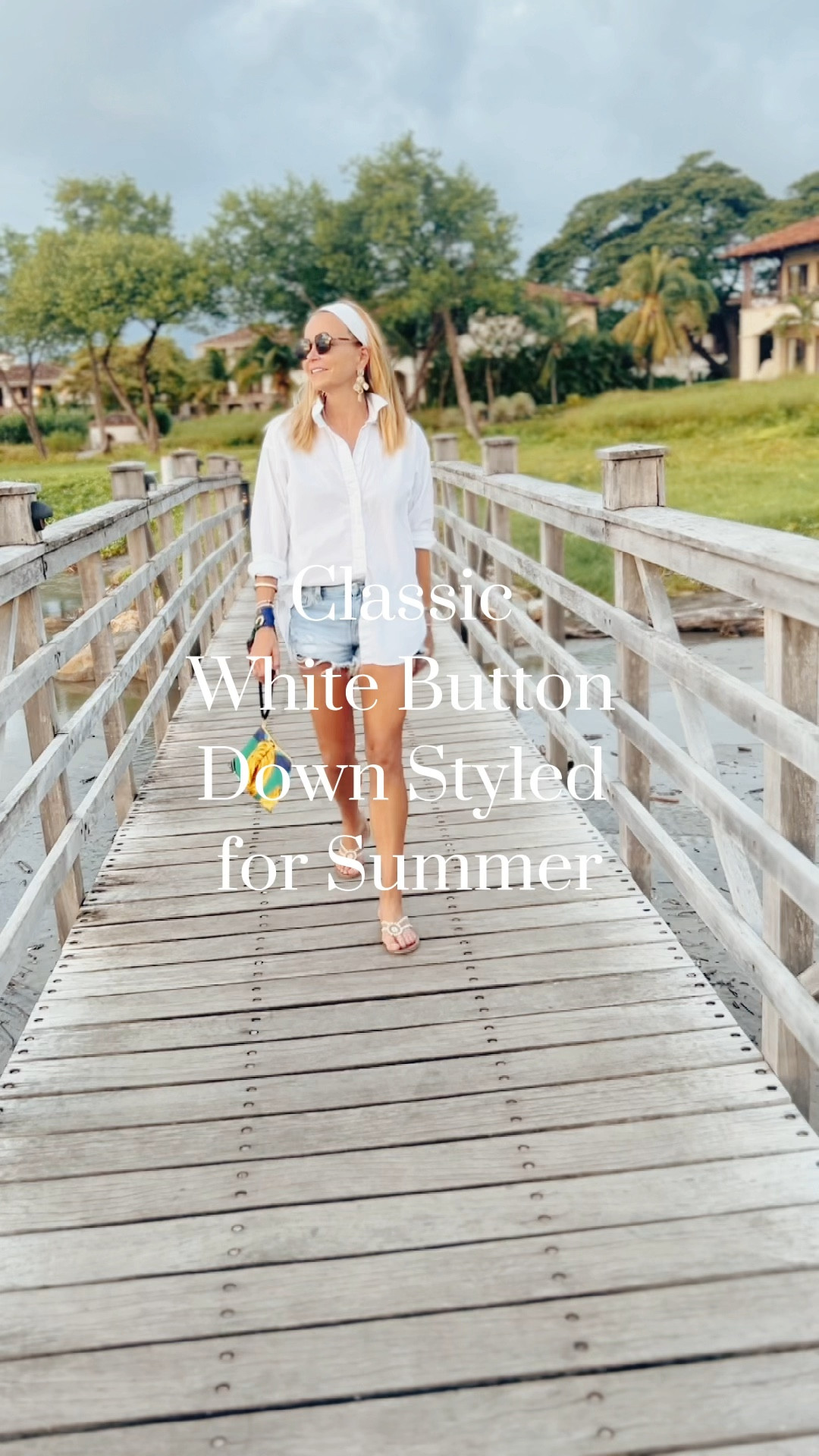 J. Crew Classic White Poplin Button Down (TTS for a looser fit), Pistola Gigi Jean Shorts, White Headband, Jack Rogers Sandals, Rayban Polarized Sunglasses, Hampton Road Designs Silk  Twilly, Hampton Road Designs Heirllom  Collection Clutch

#LTKtravel #LTKunder100 #LTKFind
