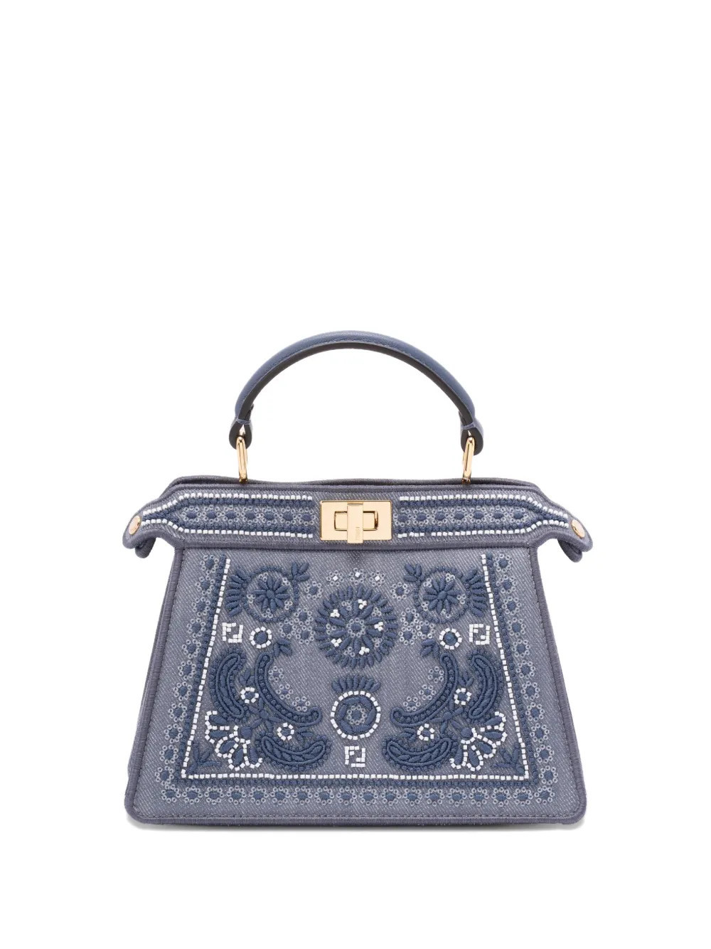 FENDI Peekaboo ISeeU denim shoulder bag - Blue | Farfetch Global