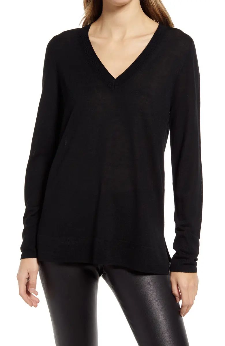 Halogen® V-Neck Merino Wool Blend Sweater | Nordstrom | Nordstrom