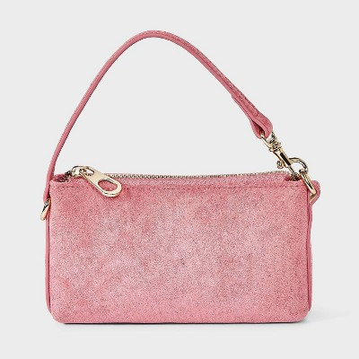 Faux Suede Bolt Snap Clip Handle Zip Pouch Wallet - Universal Thread™ Pink | Target