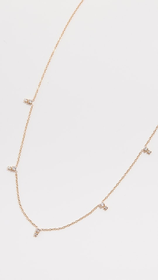 14k Stacked Prong Diamond Station Necklace | Shopbop