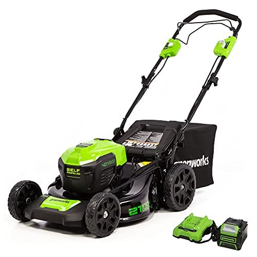 Greenworks 40V 21" Brushless Cordless (Self-Propelled) Lawn Mower (75+ Compatible Tools), 5.0Ah B... | Amazon (US)