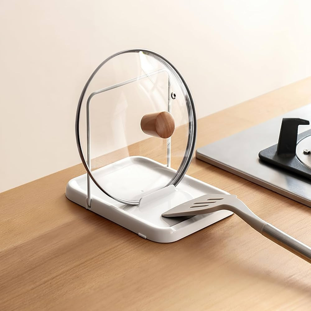 Pot Lid Holder, Lid and Spoon Rest Holder for Kitchen Counter, Foldable Pan Lid Organizer Stand w... | Amazon (US)