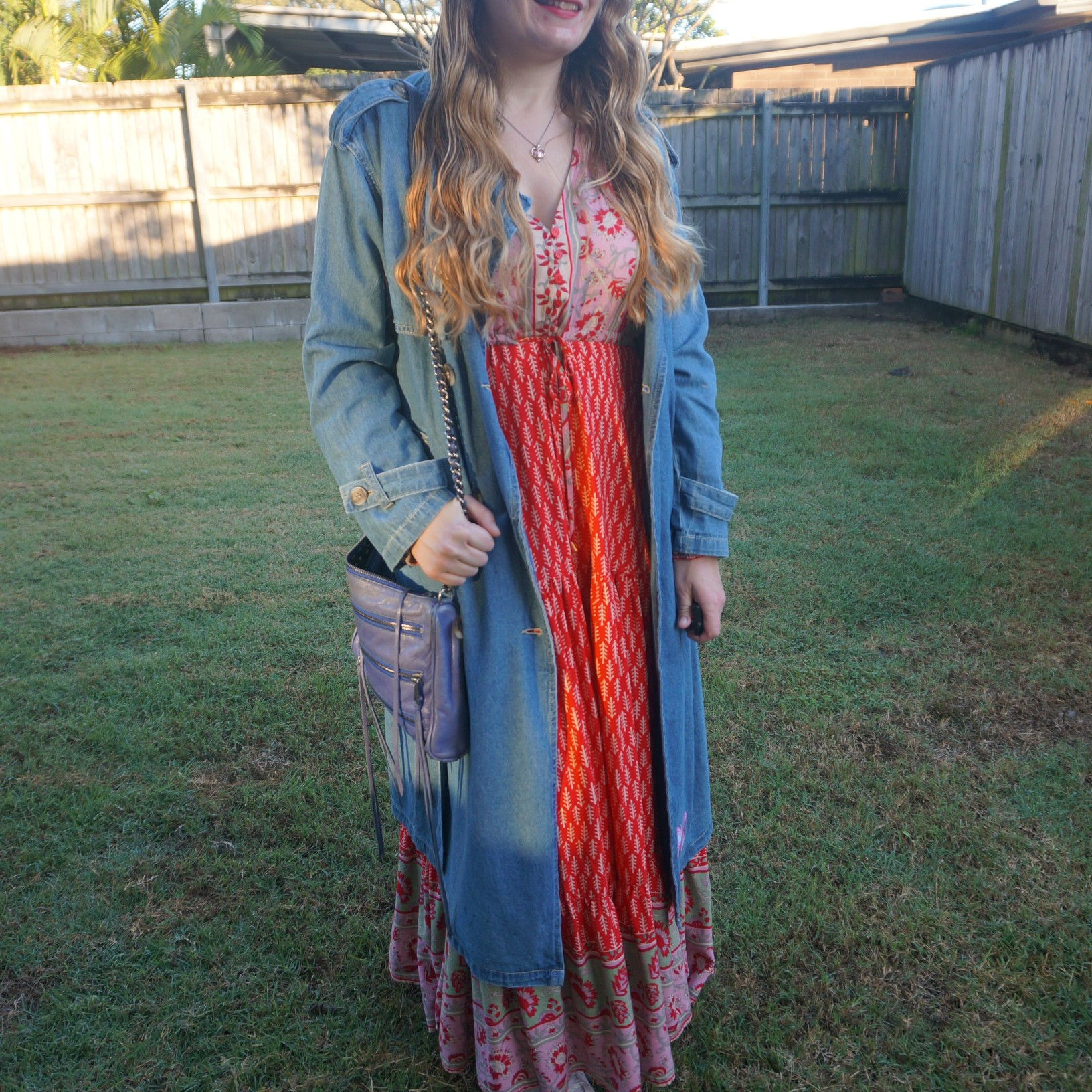 Jaase maxi dress with Anko Kmart chambray denim trench coat and blue Rebecca Minkoff 5-zip bag 💙 ❤️

#LTKaustralia #LTKwinter #LTKbag