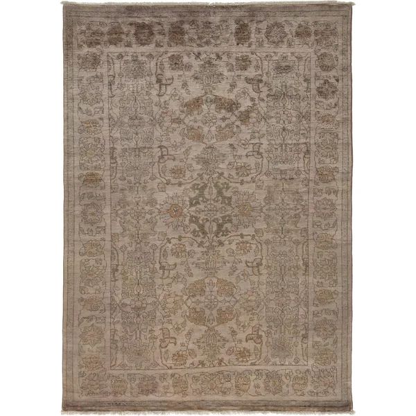 One-of-a-Kind Deveraux Hand-Knotted 2010s Champagne 5' x 8' Wool Area Rug | Wayfair Professional