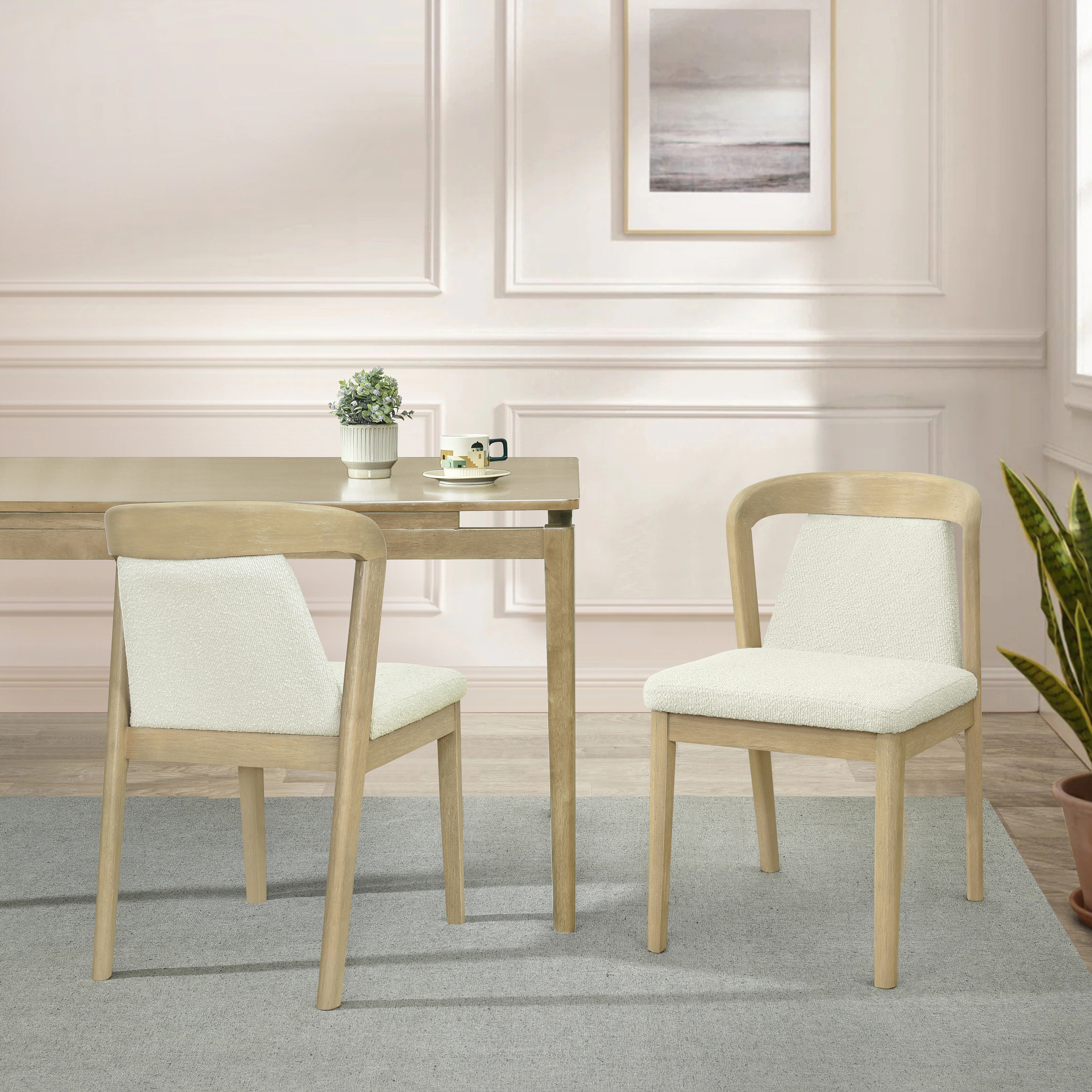 Christopher Knight Home Leisha Set of 2 Beige Upholstered Armless Dining Chairs with Natural Ash Frame one_size | 354942 | Lowe's