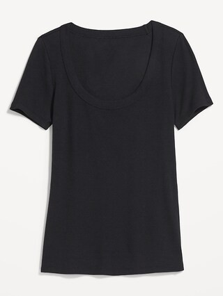 Fitted Rib-Knit Scoop-Neck T-Shirt for Women | Old Navy (US)