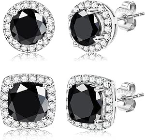 18K Gold Plated Halo Stud Earrings 925 Sterling Silver Cubic Zirconia Stud Earrings Round Square ... | Amazon (US)