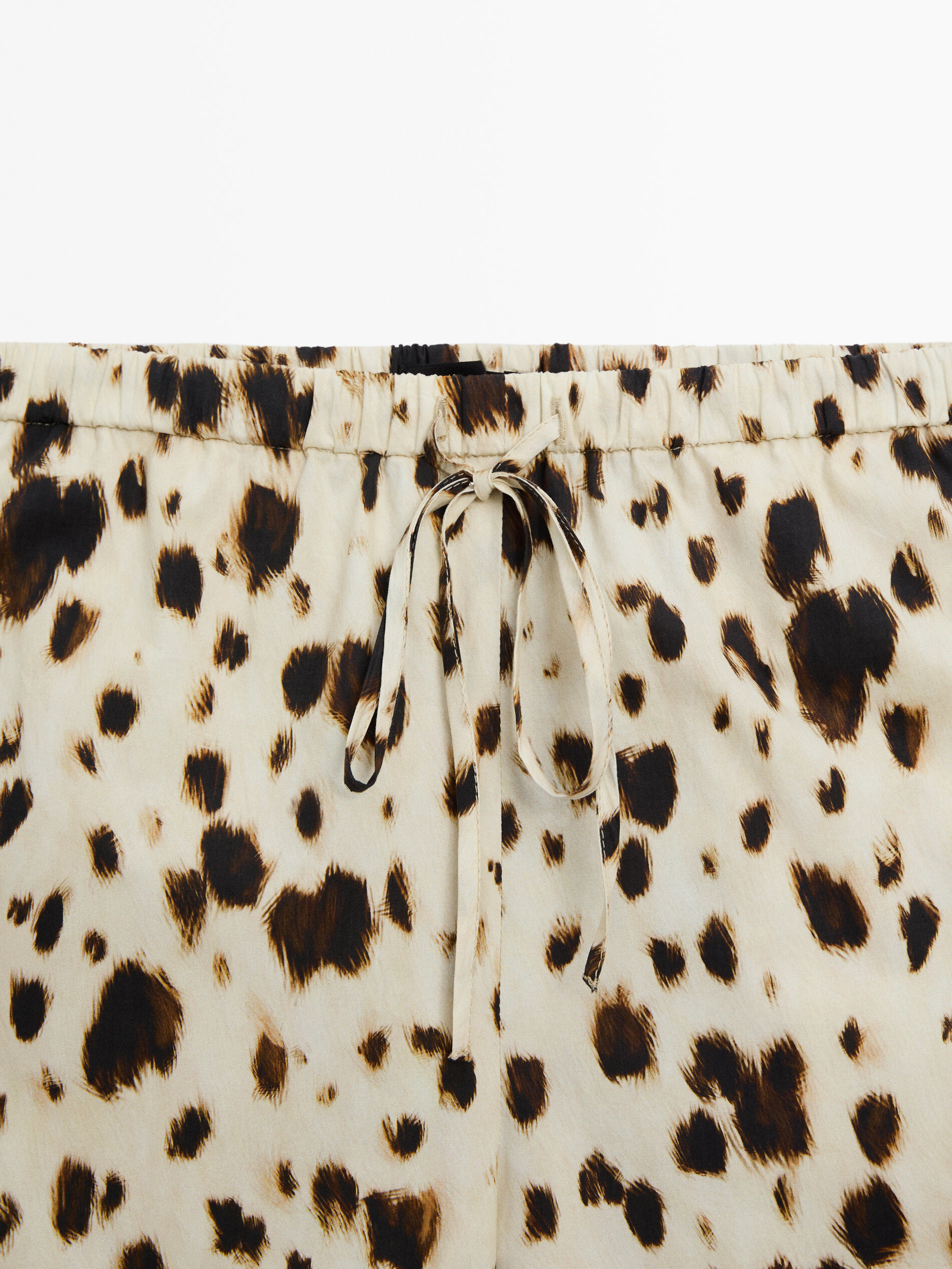 Wide-leg printed trousers with drawstring detail | Massimo Dutti US