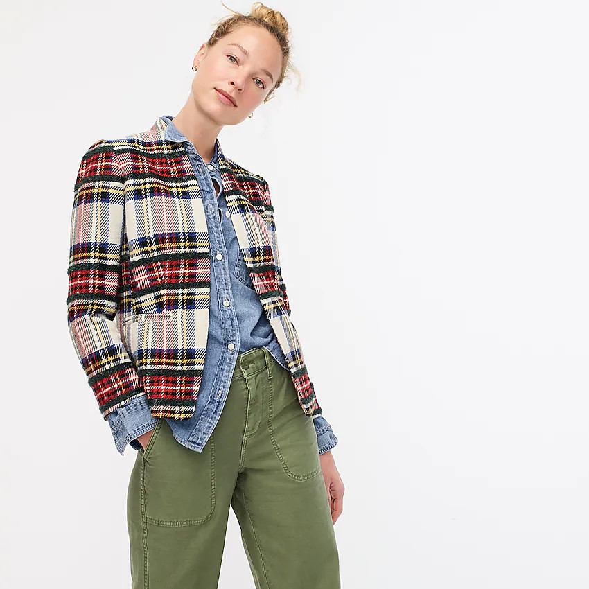 Going-out blazer in snowy Stewart tartan | J. Crew US