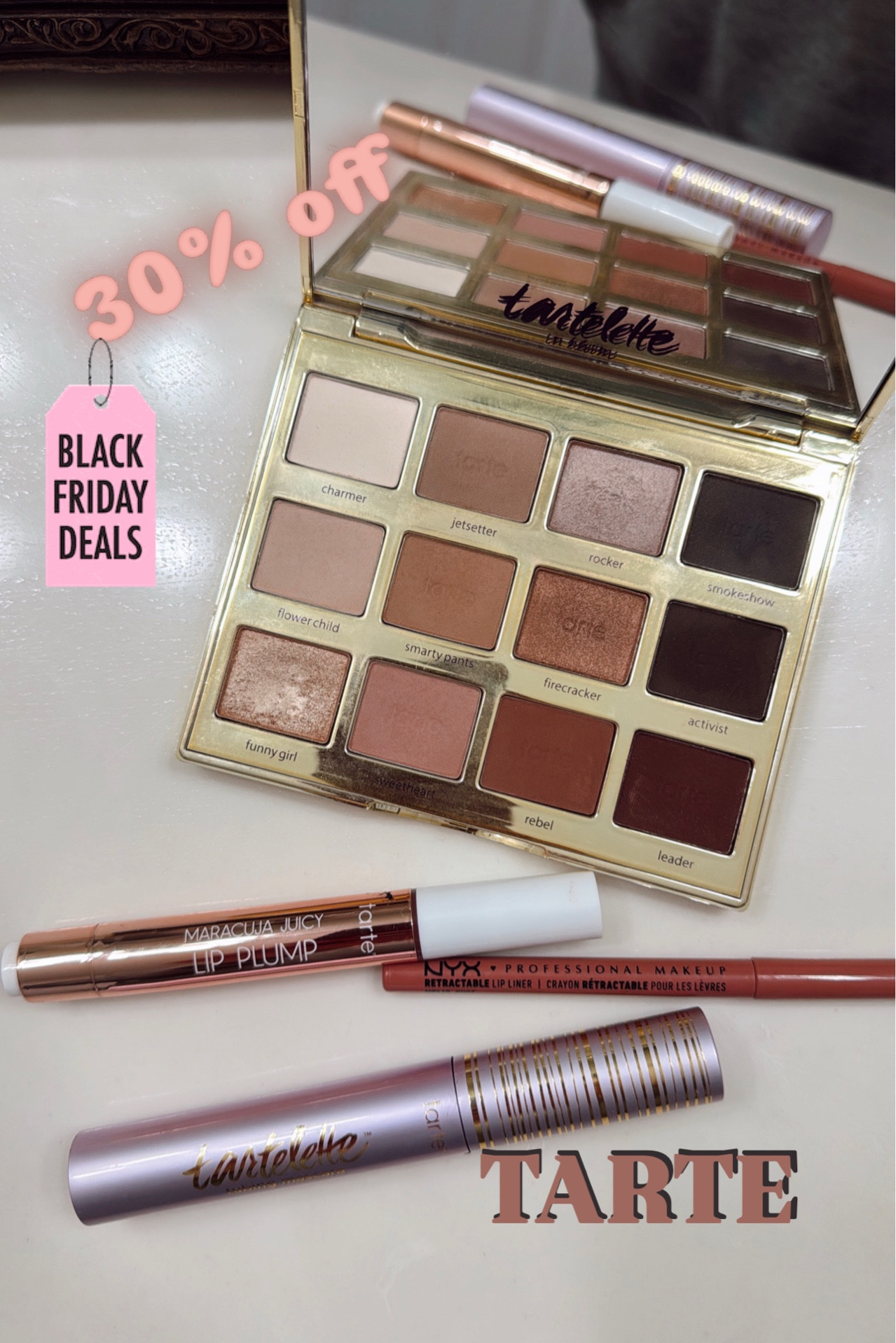 BLACK FRIDAY DEALS: TARTE Use code: CYBERSZN
eyeshadow palette - only $20!!
Tubing mascara: black
Plumbing lip: Primrose
Lip Liner: Mauve 

NYX retractable lip liner: Nude


#LTKBeauty #LTKGiftGuide #LTKCyberWeek