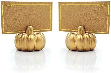 Kate Aspen Pumpkin Place Card Holder, Set of 6, Gold | Amazon (US)