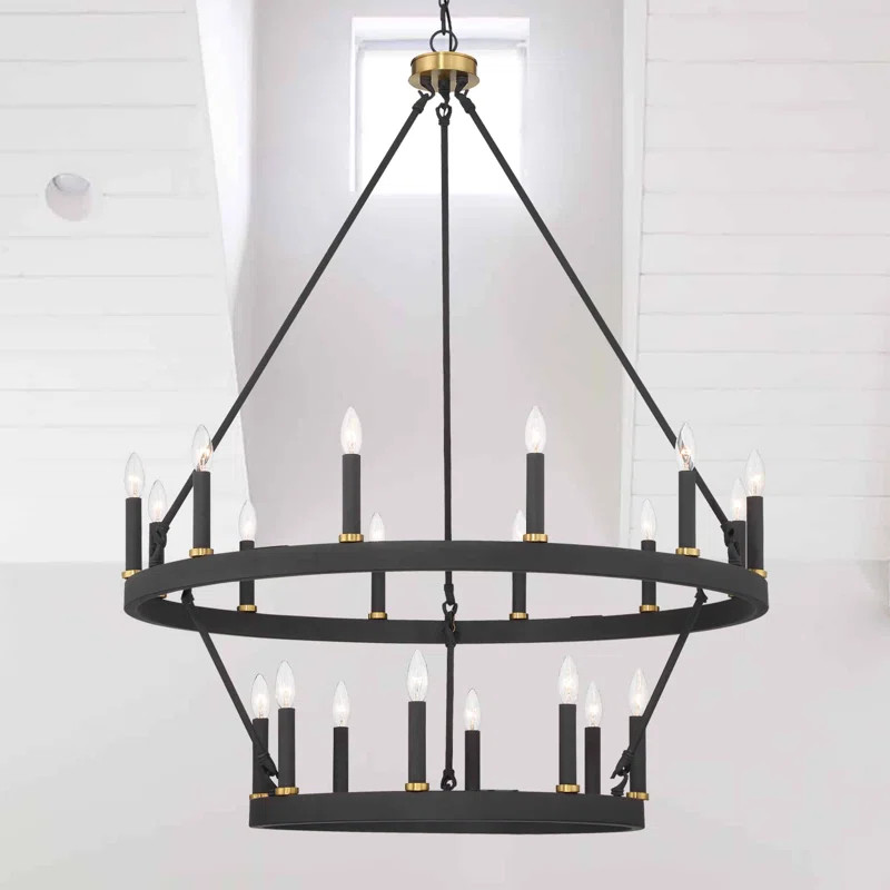 Finchley 20 - Light Dimmable Wagon Wheel Chandelier | Wayfair North America