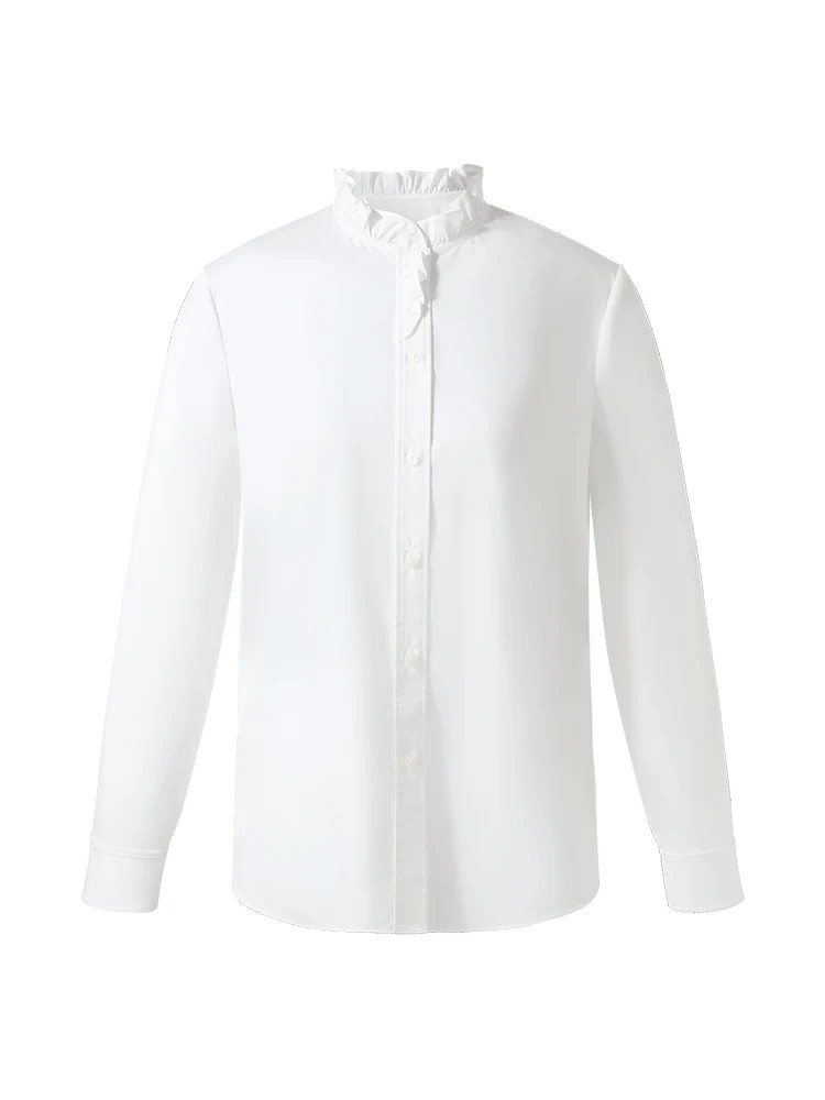 Cotton Ruffle Collar Women Shirt | GOELIA