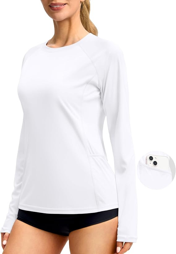 Rash Guard for Women UPF 50+ SPF UV Long Sleeve Shirts Sun Protection Dri Fit Hiking Swim Shirt w... | Amazon (US)