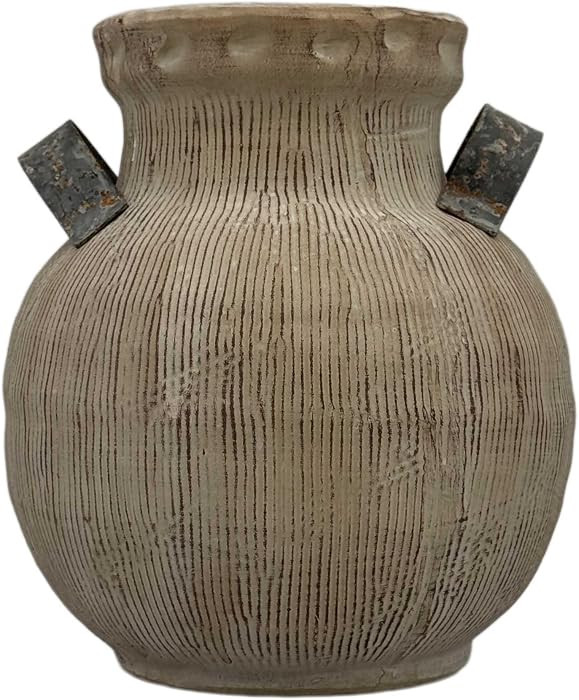 Galt International Brown Rustic Ceramic Vase w/Distressed Handles 10" - Home Decor Farm House Dec... | Amazon (US)