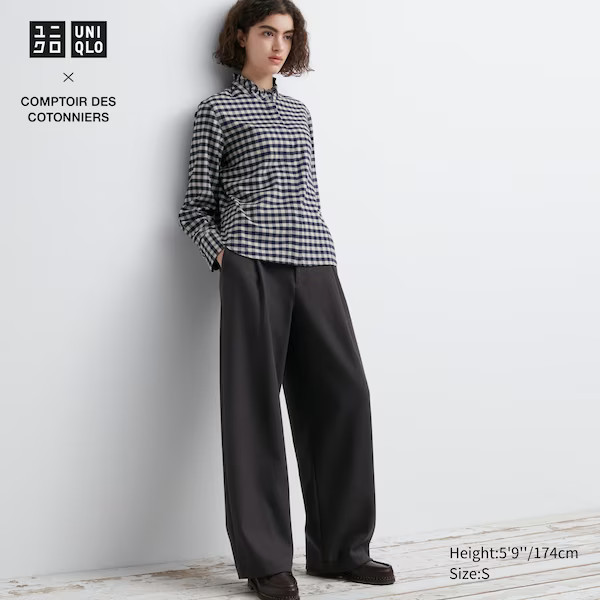 Brushed Jersey Pleated Wide Pants | UNIQLO (US)