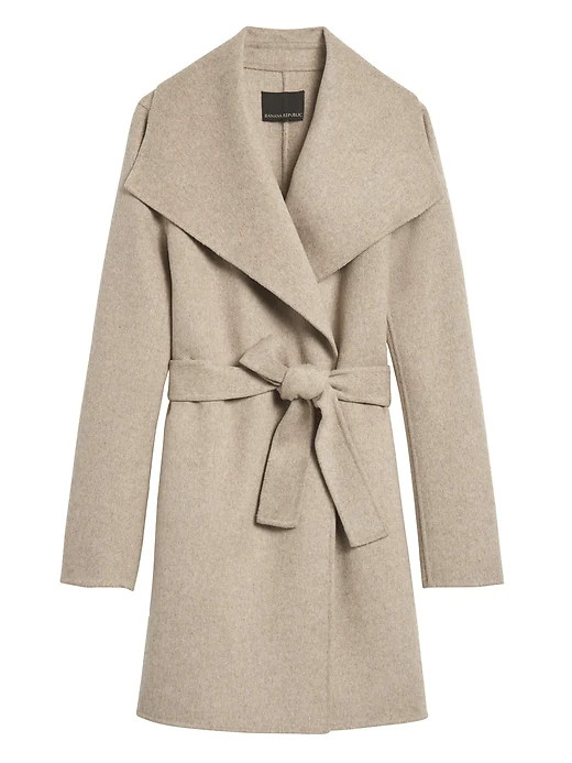 Double-Faced Wrap Coat in Taupe | Banana Republic Style Passport
