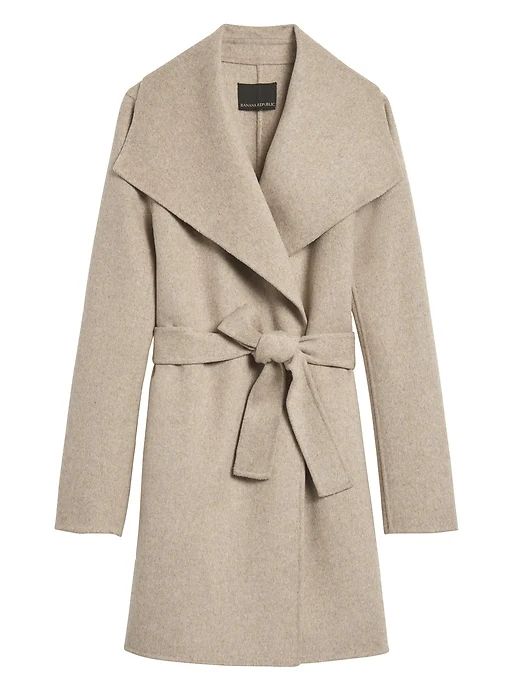 Double-Faced Wrap Coat in Taupe | Banana Republic Style Passport