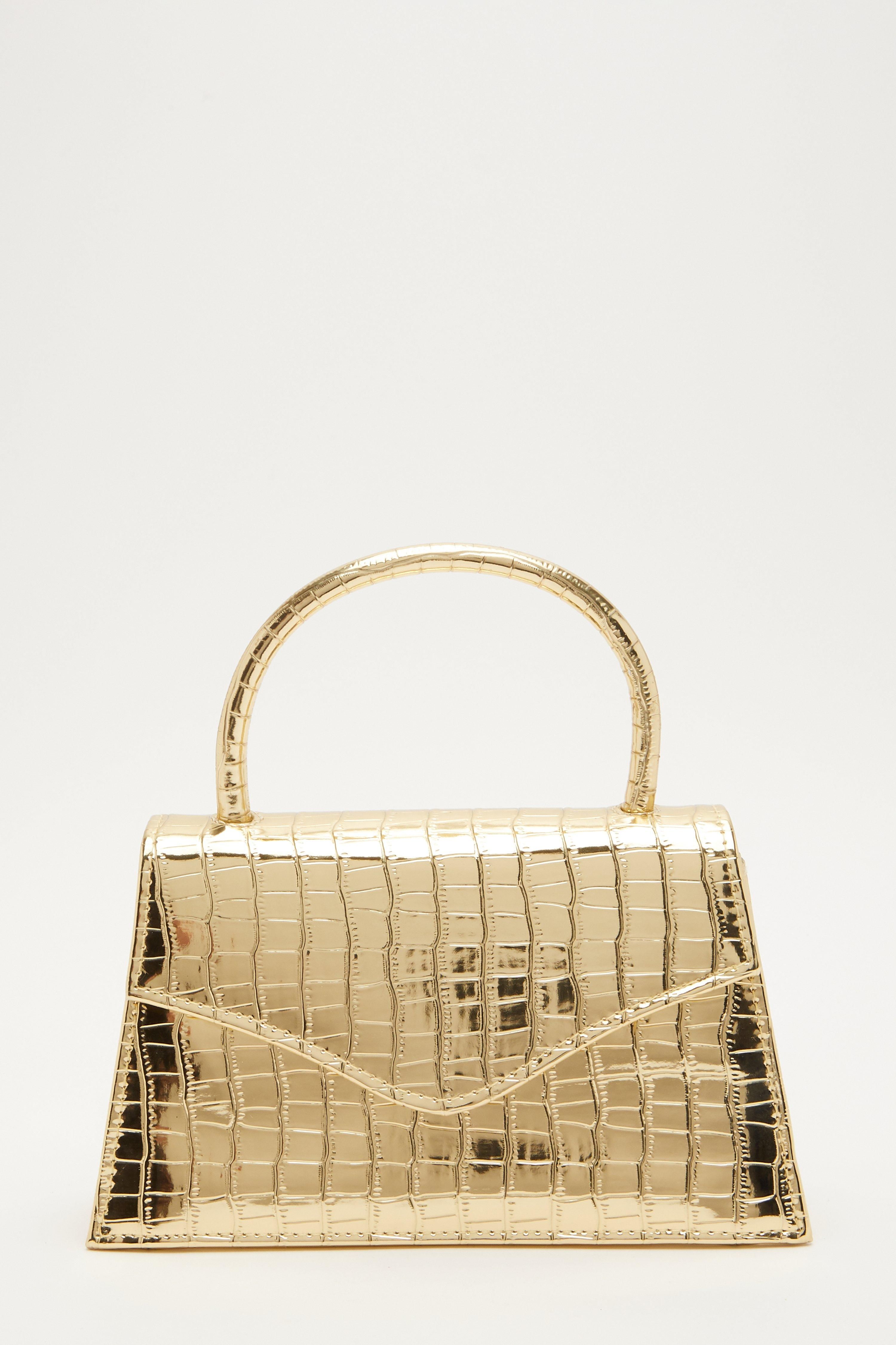Gold Crocodile Mini Bag | Quiz Clothing (UK)