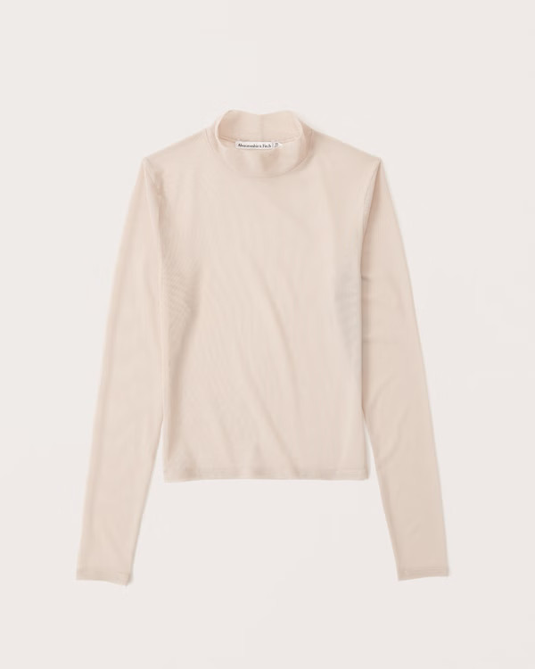 Women's Mesh Mockneck Top | Women's Tops | Abercrombie.com | Abercrombie & Fitch (US)