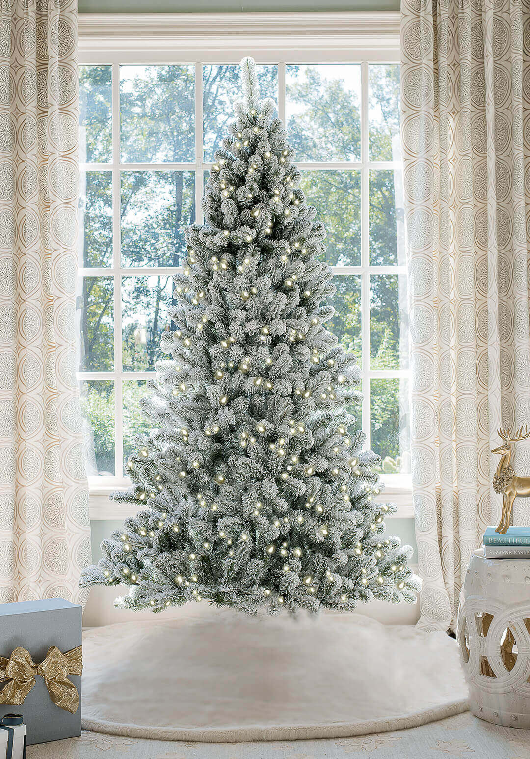 6' Prince Flock® Artificial Christmas Tree with 350 Warm White LED Lights | King of Christmas